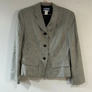 Vintage Pendleton Blazer Womens Black & White Houndstooth Sz 8 Women's M